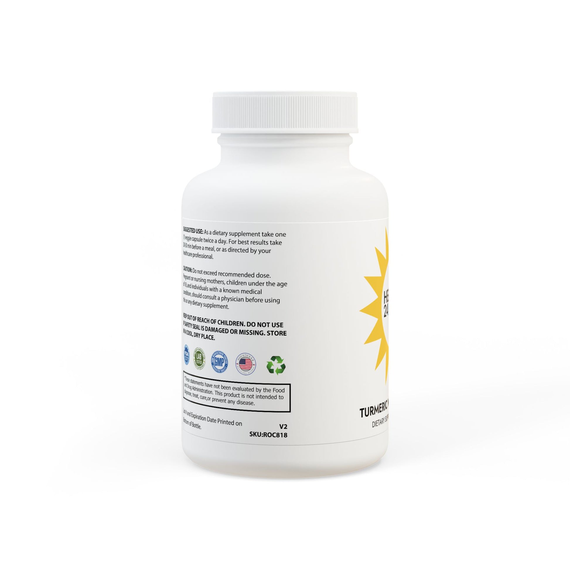 Turmeric with BioPerine® (Black Pepper Fruit Extract) Supplement (60 Capsules)..